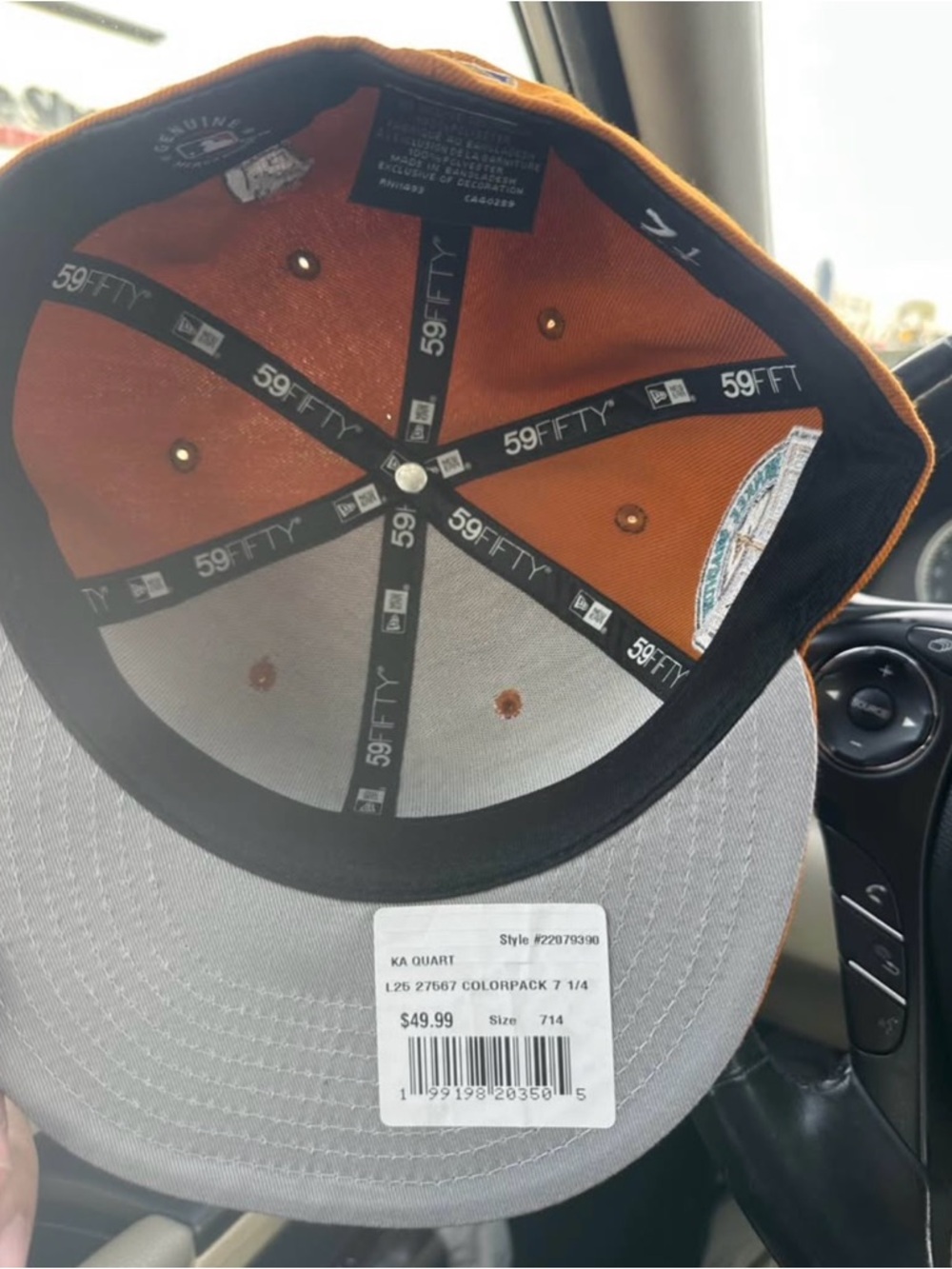 9FIFTY Gray-Brim Orange Interior Fitted Cap - Picture 3 of 4